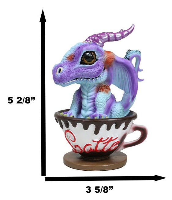 Fantasy Chocolate Latte With Eugene Baby Dragon In Beverage Saucer Cup Figurine