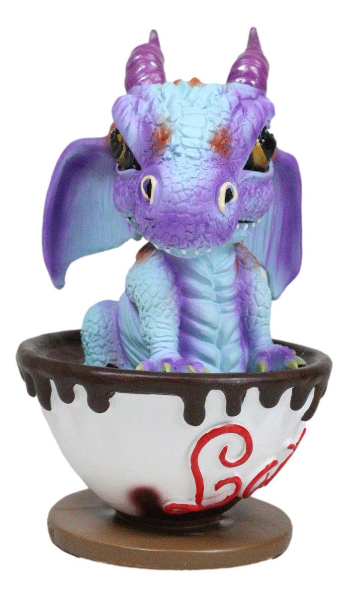 Fantasy Chocolate Latte With Eugene Baby Dragon In Beverage Saucer Cup Figurine