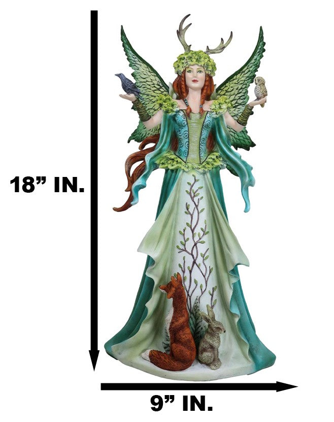 Fantasy Dragon Taker Antler Crown Queen Of The Forest Fairy And Animals Figurine