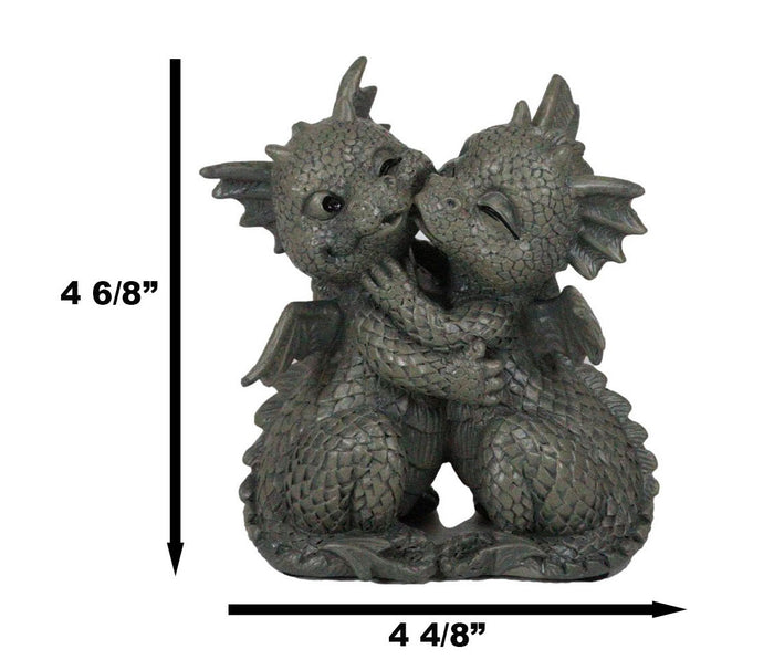 Fantasy Fiery Romance Dragon Lovers Hugging Garden Figurine Faux Stone Resin