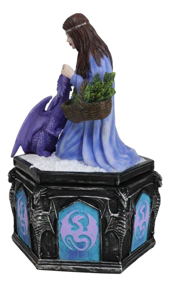 Fantasy Four Seasons Winter Friendship Fairy With Dragon Decorative Box Figurine