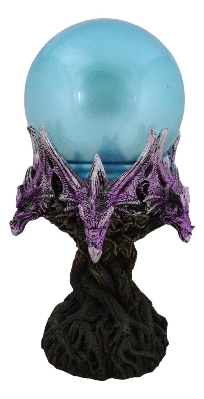 Fantasy Greenman Dragon Heads On Tree Of Life Colorful LED Sphere Orb Figurine