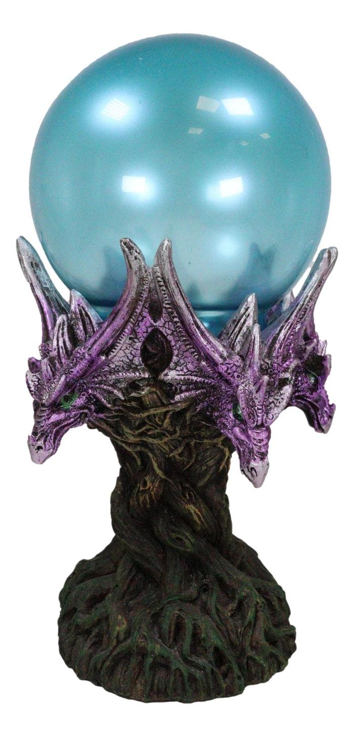 Fantasy Greenman Dragon Heads On Tree Of Life Colorful LED Sphere Orb Figurine