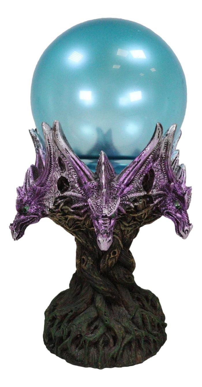 Fantasy Greenman Dragon Heads On Tree Of Life Colorful LED Sphere Orb Figurine