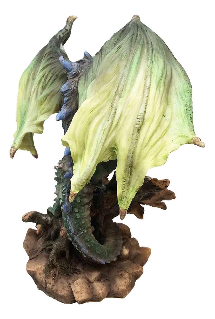 Fantasy Land Of Dragons Green Earth Elemental Drake Dragon Roaring Statue