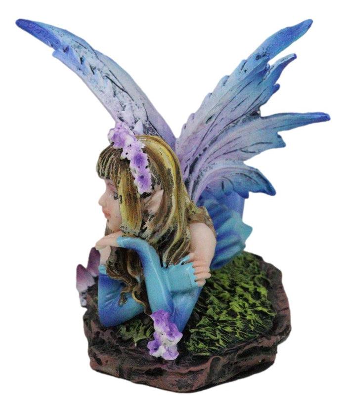 Fantasy Pink And Blue Girl Princess Fairy Lying On Lavender Meadows Figurine