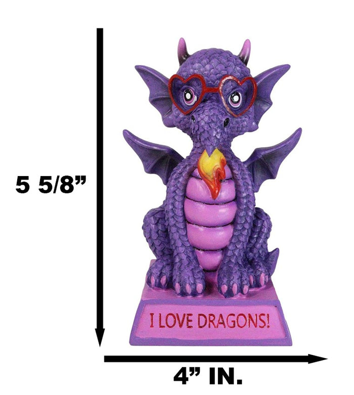Fantasy Purple Koan Cartoon Chibi Dragon Collectible Figurine I Love Dragons