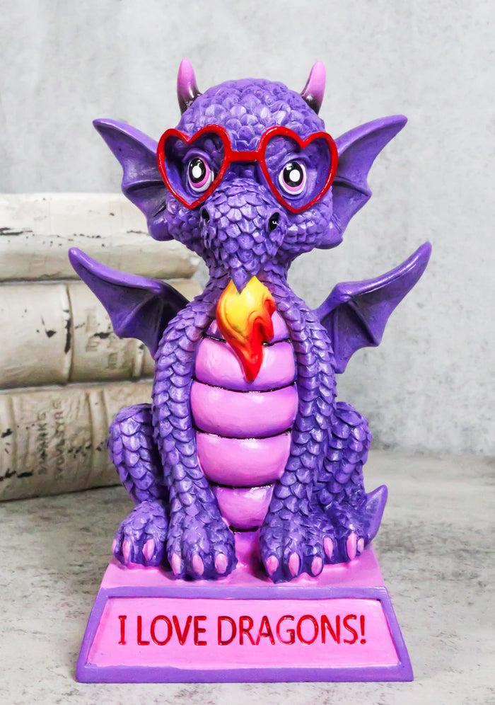 Fantasy Purple Koan Cartoon Chibi Dragon Collectible Figurine I Love Dragons