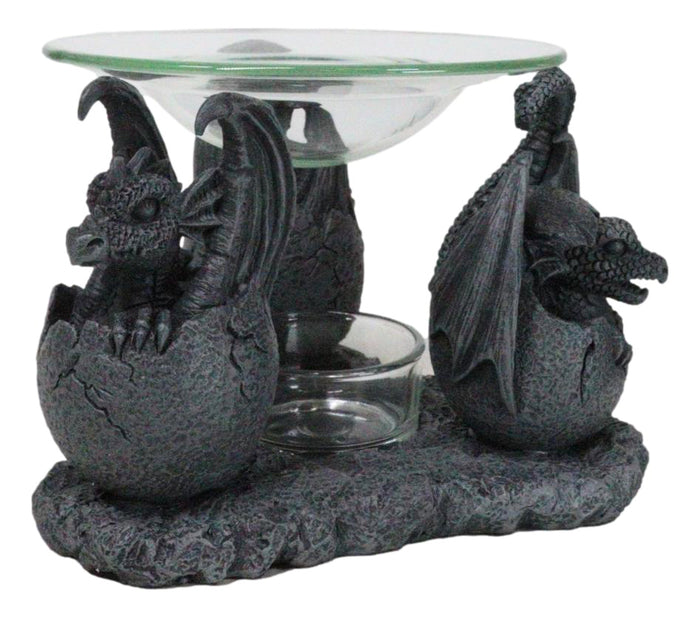 Fantasy Trio Gargoyle Dragons In Eggs Hatchling Candle Oil Burner Figurine
