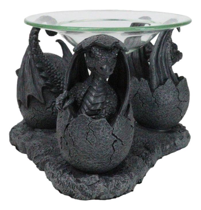 Fantasy Trio Gargoyle Dragons In Eggs Hatchling Candle Oil Burner Figurine