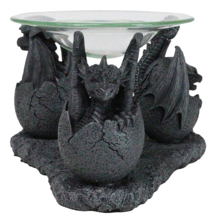 Fantasy Trio Gargoyle Dragons In Eggs Hatchling Candle Oil Burner Figurine
