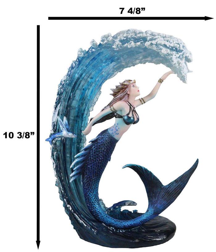 Fantasy Water Elemental Sea Mermaid Sorceress Riding Ocean Waves Figurine
