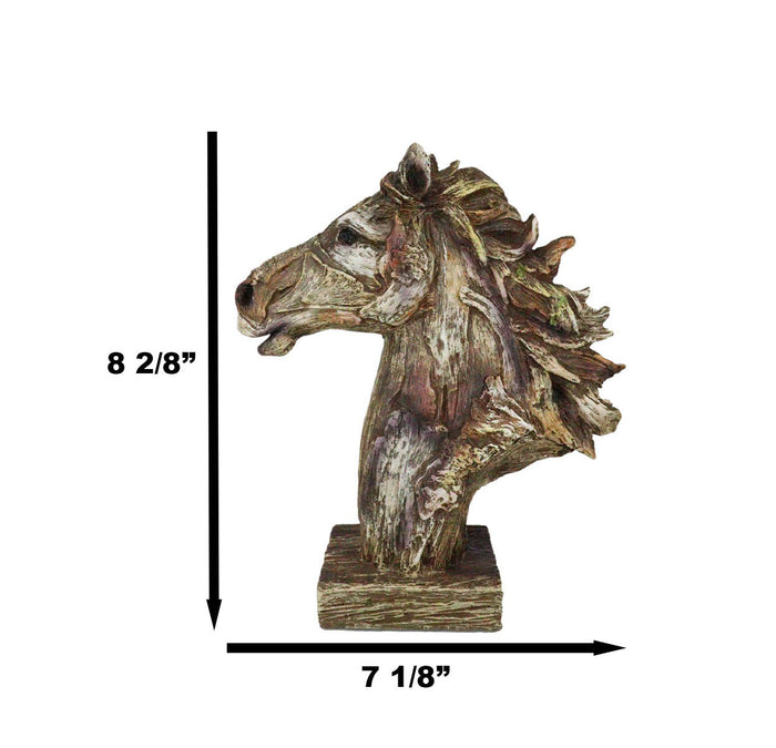 Faux Driftwood Equine Beauty Mustang Horse Head Desktop Plaque Sculpture 8.25"H