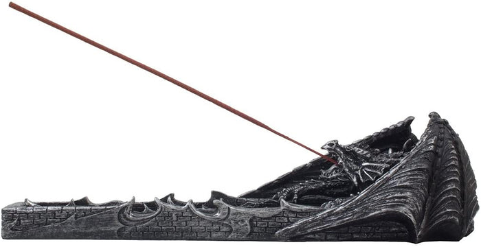 Faux Stone Gothic Attacking Dragon Breath Of Fire Incense Holder Burner Figurine