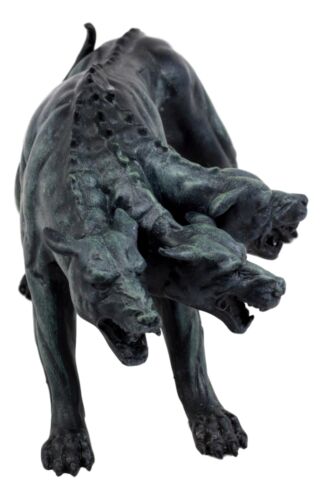 Faux Stone Greek Guardian Hydra Hound Dogs Of Hades Cerberus Statue 7.75"L