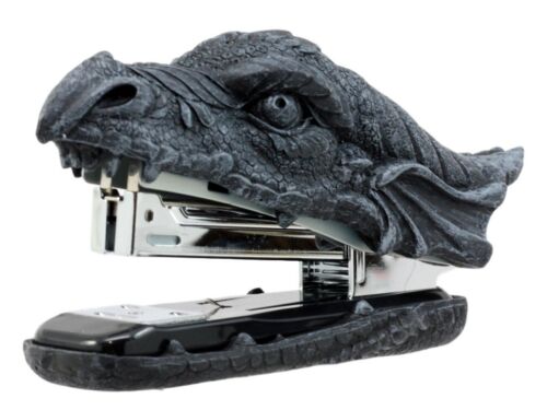 Faux Stone Legendary Fire Dragon Head Stapler Office Desktop Accessory Decor