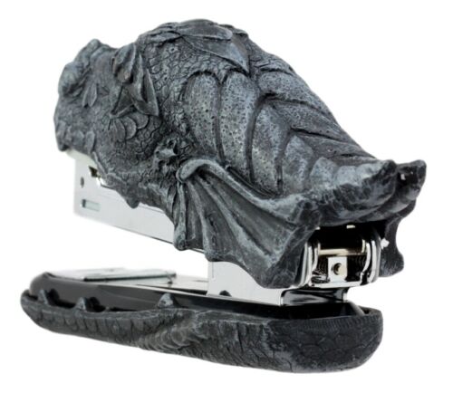 Faux Stone Legendary Fire Dragon Head Stapler Office Desktop Accessory Decor