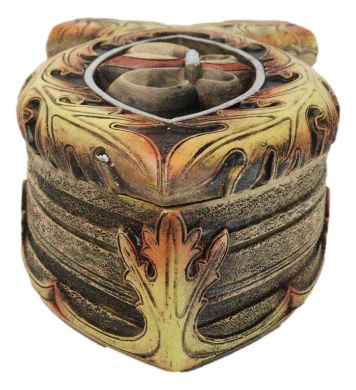 Faux Wood Jesus Fish Ichthys With Fleur De Lis Cross Decorative Trinket Box