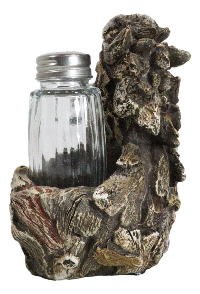 Faux Wooden American Bald Sea Eagle Glass Salt And Pepper Shakers Holder Set