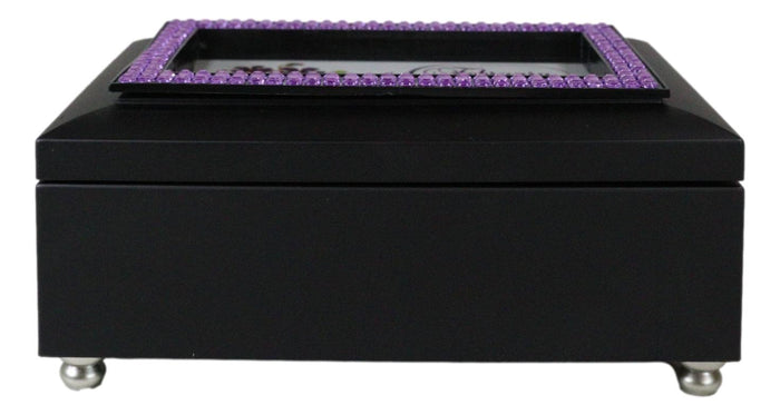 February Amethyst Birthstone Faithfulness And Wisdom Black Musical Trinket Box