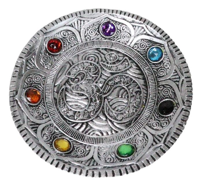Feng Shui Buddha Ohm Symbol Lotus Mandala With 7 Chakra Gems Incense Burner Feng Shui Buddha Ohm Symbol Lotus Mandala With 7 Chakra Gems Incense Burner