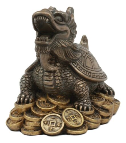 Feng Shui Celestial Black Dragon Turtle Statue Charm For Protection And Wealth