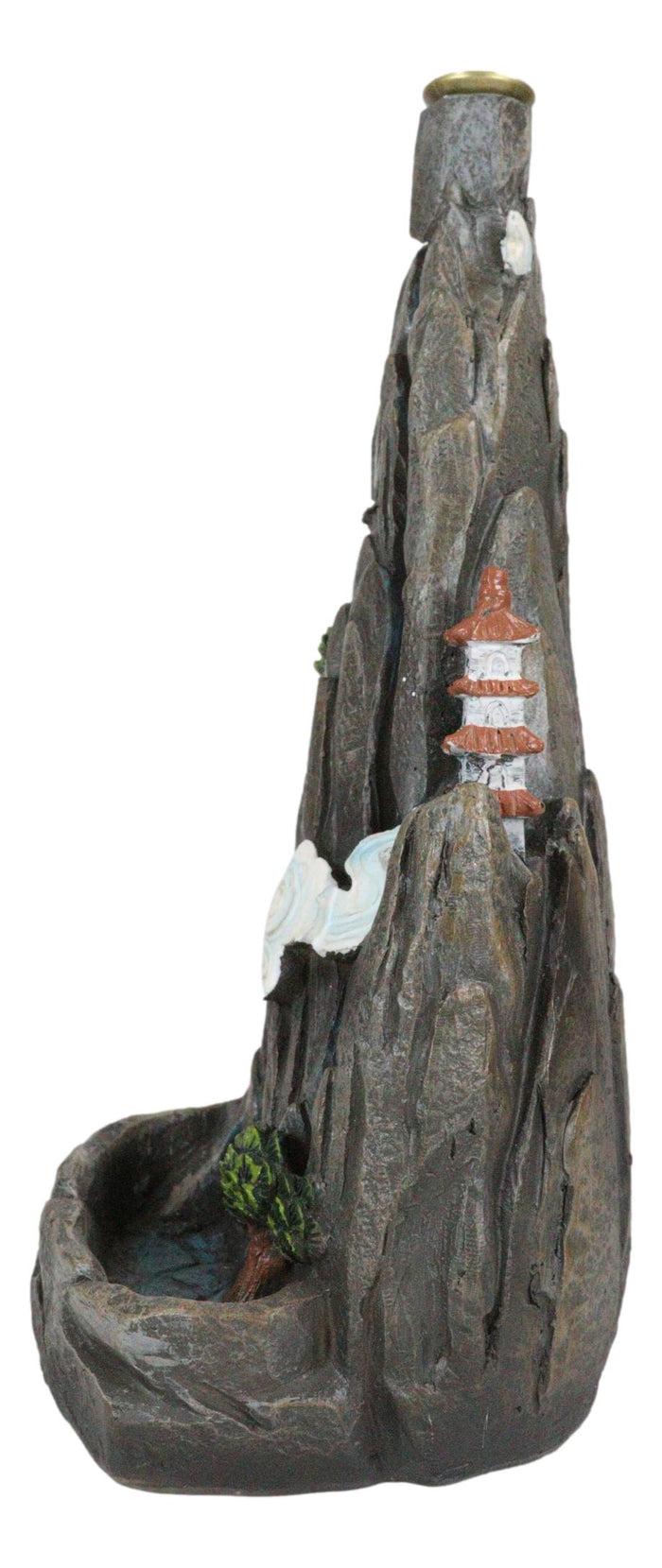 Feng Shui Rocky Mountain Top Buddhist Pagoda Temple Backflow Cone Incense Holder