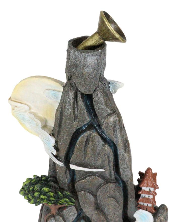 Feng Shui Rocky Mountain Top Buddhist Pagoda Temple Backflow Cone Incense Holder