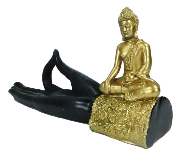 Feng Shui Yoga Shunya Mudra Golden Buddha Palm Hand Incense Burner Figurine