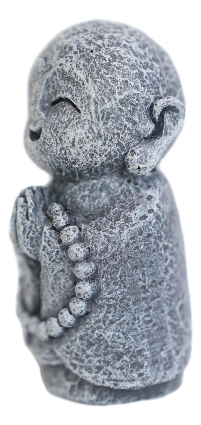 Feng Shui Zen Blissful Japanese Jizo Monk With Prayer Beads Mini Figurine 3"Tall