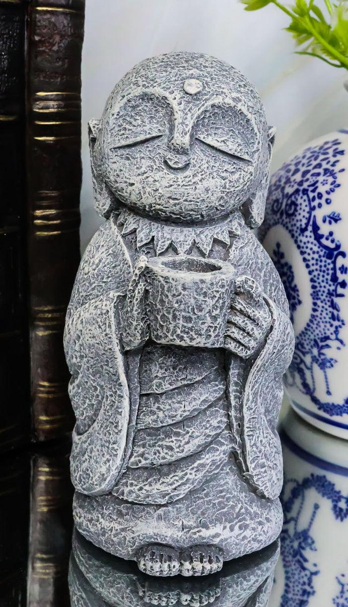 Feng Shui Zen Buddha Japanese Jizo Monk Drinking Out Of Tea Cup Figurine 5"H