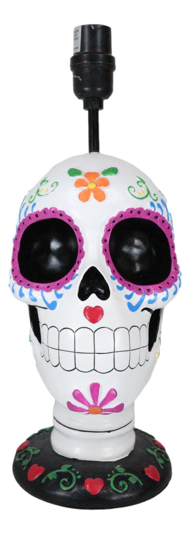 Festive Lights Macabre Day Of The Dead Sugar Skull Floral Sculptural Table Lamp