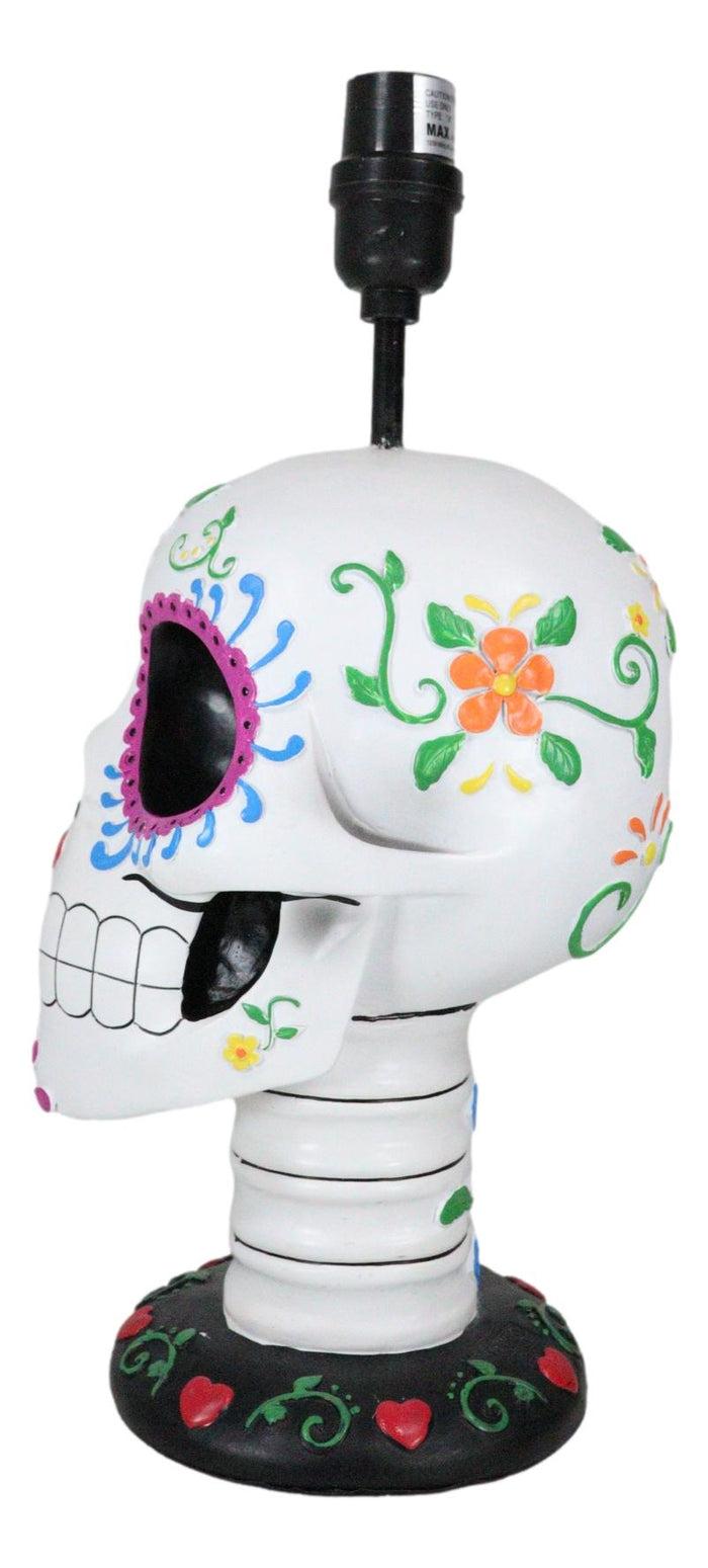 Festive Lights Macabre Day Of The Dead Sugar Skull Floral Sculptural Table Lamp
