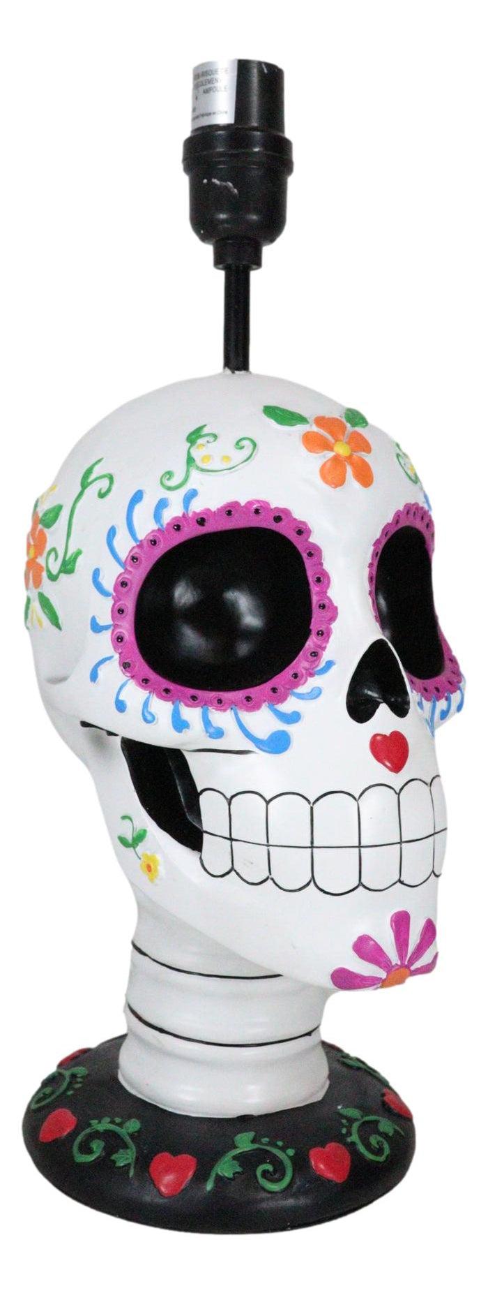 Festive Lights Macabre Day Of The Dead Sugar Skull Floral Sculptural Table Lamp
