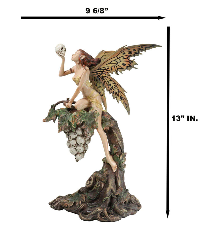 Fin De Siecle End Of The Century Fairy Gazing On Vine Branch Of Skulls Figurine