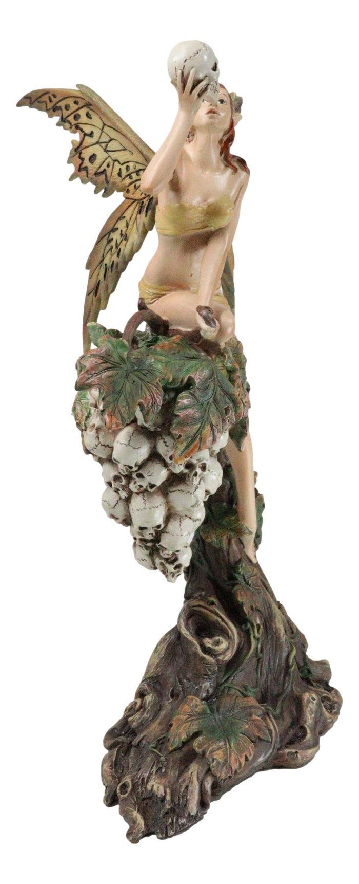 Fin De Siecle End Of The Century Fairy Gazing On Vine Branch Of Skulls Figurine