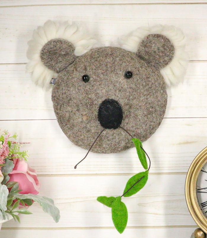 Fiona Walker England Handmade Organic Koala Bear Head Wall Decor Mini 8.5"Tall