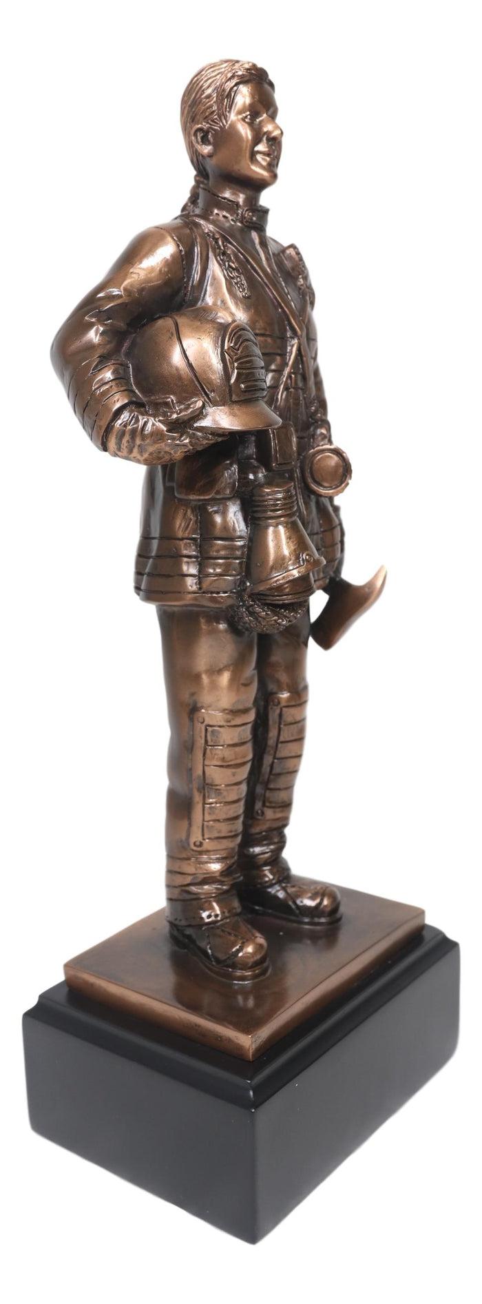 Fire Fighter Civil Service Firewoman With Helmet And Axe On Trophy Base Statue