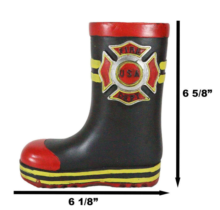 Fire Fighters Fireman Red Black And Yellow Boot Stationery Holder Flower Vase