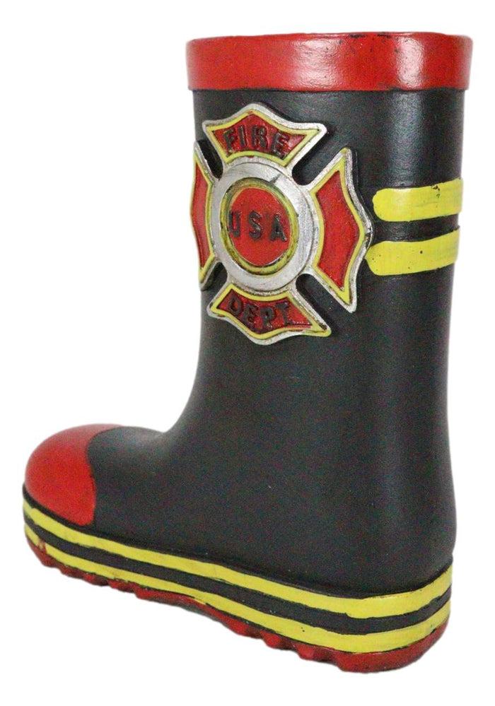 Fire Fighters Fireman Red Black And Yellow Boot Stationery Holder Flower Vase