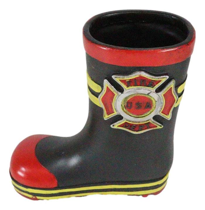 Fire Fighters Fireman Red Black And Yellow Boot Stationery Holder Flower Vase