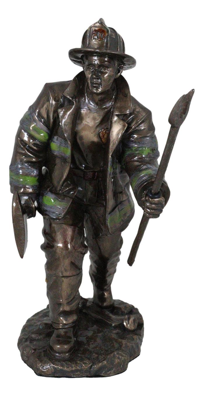 Fireman With Fire Axe And Fork Statue 7.25"Tall In The Line Of Duty Fire Rescue