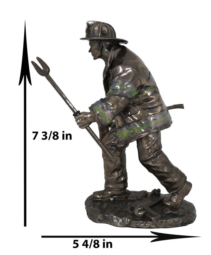 Fireman With Fire Axe And Fork Statue 7.25"Tall In The Line Of Duty Fire Rescue
