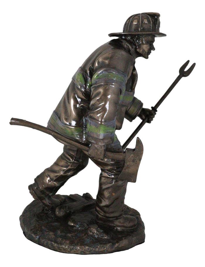 Fireman With Fire Axe And Fork Statue 7.25"Tall In The Line Of Duty Fire Rescue