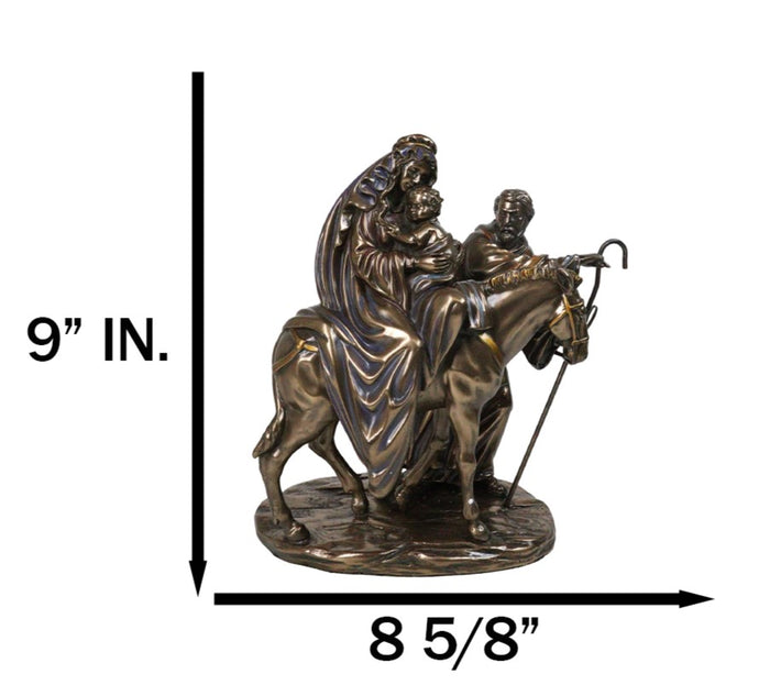 Flight To Egypt Holy Family Mary Joseph And Jesus On Donkey Figurine 9"H