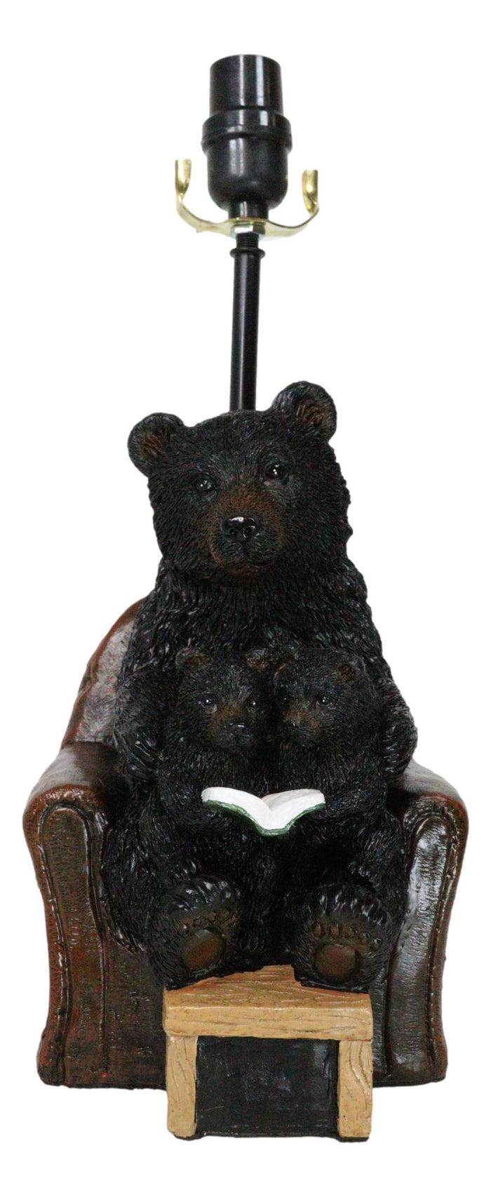 Forest Bedtime Story Mama Bear Reading To Cub Bears On Cozy Couch Table Lamp