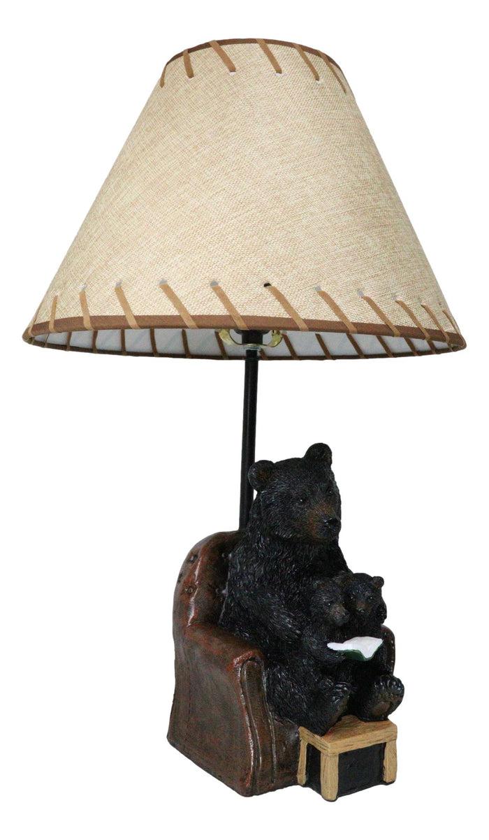 Forest Bedtime Story Mama Bear Reading To Cub Bears On Cozy Couch Table Lamp