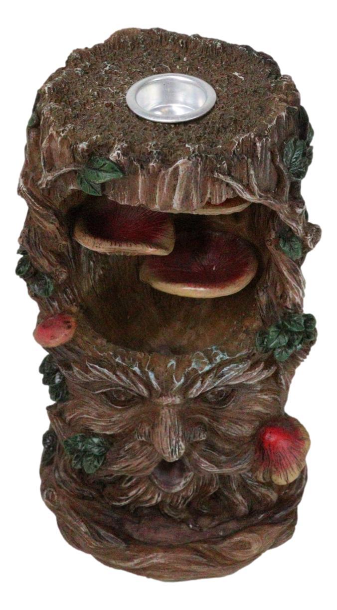 Forest Celtic Greenman Tree Ent With Fungi Pillar Backflow Incense Cone Burner