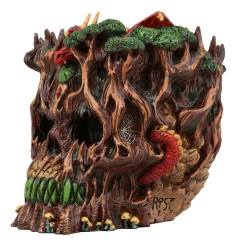 Forest Ent Treant Skull With Dragon Statue 5.5'L Greenman Dungeons And Dragons