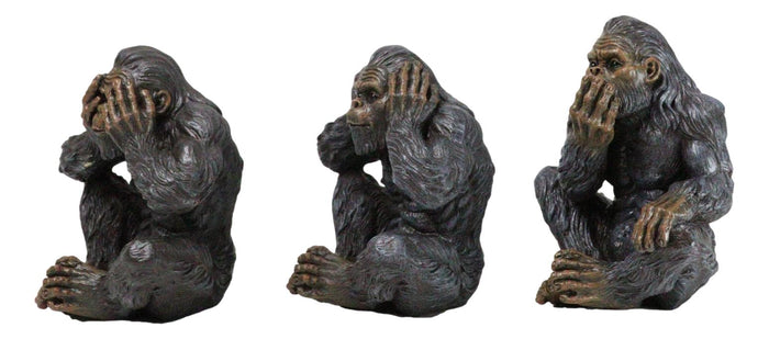 Forest Mythical See Hear Speak No Evil Sasquatch Big Foot Cryptid Apes Figurines